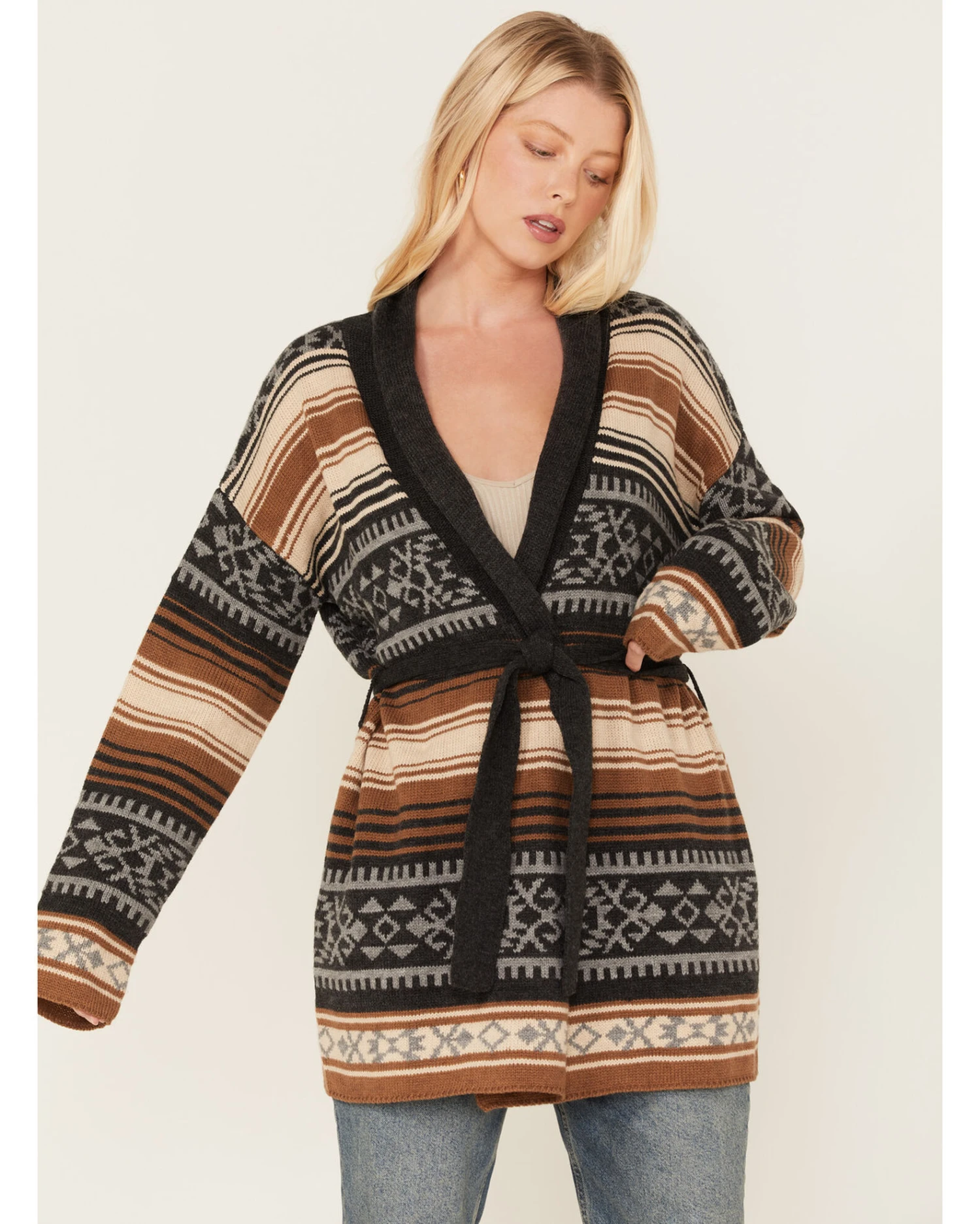 Stetson Women's Southwestern Print Knit Cardigan Sweater