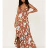 Wild Moss Women's Floral Print Sleeveless Maxi Dress