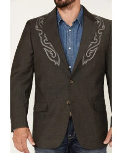 Cody James Men's Memphis Embroidered Boot Stitch Blazer