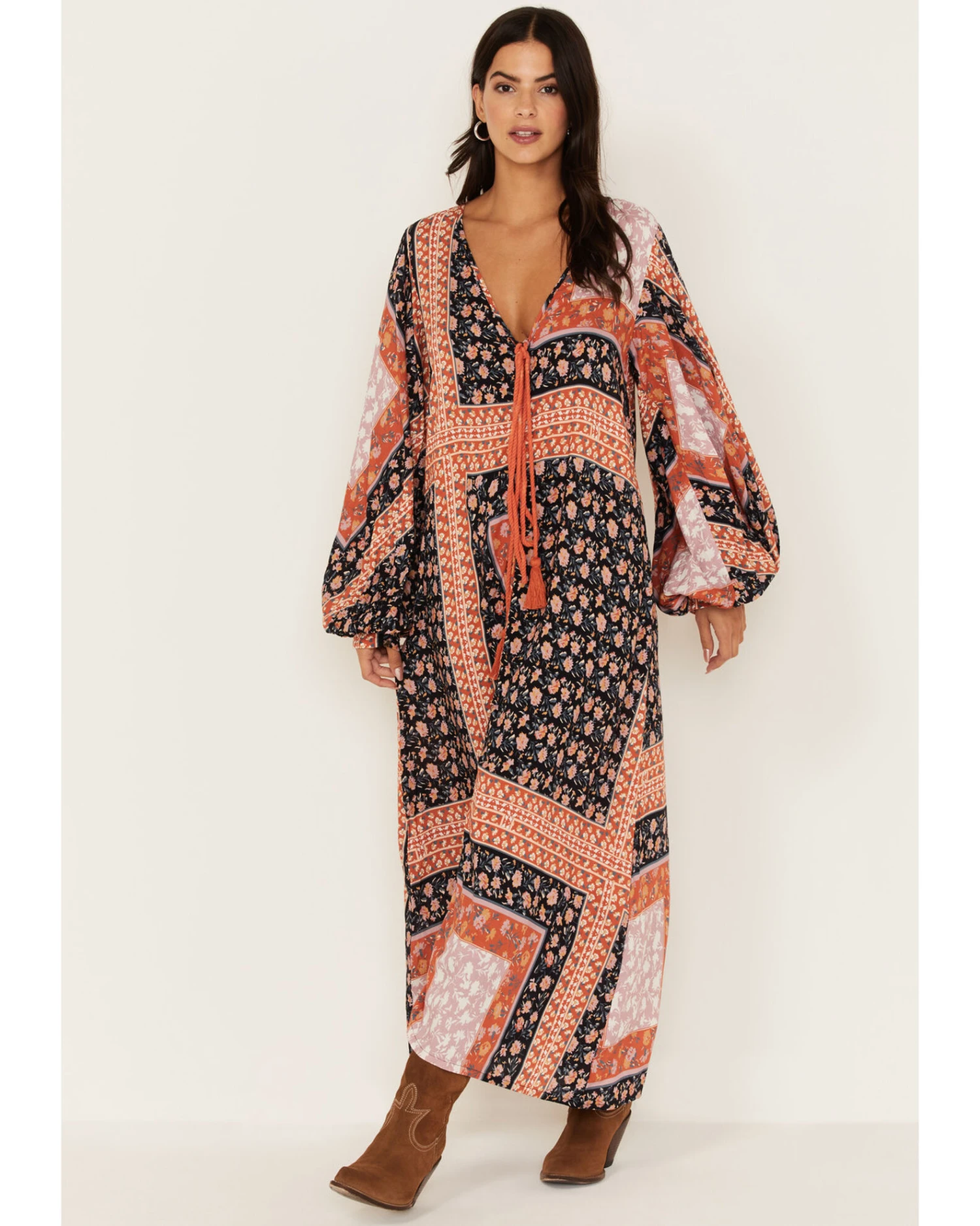 Jen's Pirate Booty Women's Roma La Perouse Floral Patchwork Print Maxi Dress - Image 4