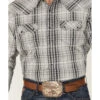 Moonshine Spirit Men's Tuning Fork Plaid Print Long Sleeve Snap Western Shirt