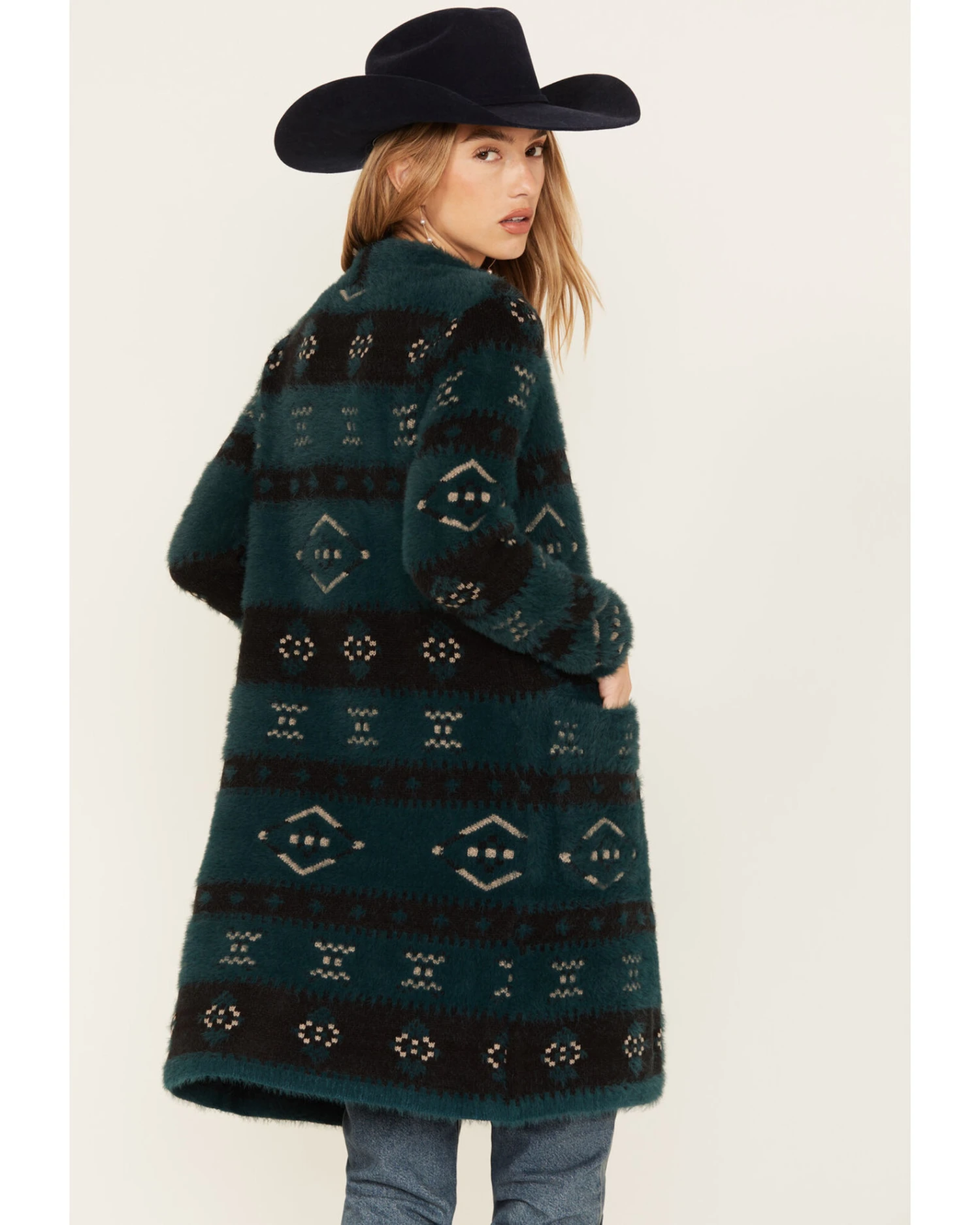 Shyanne Women's Southwestern Eyelash Knit Cardigan - Image 2