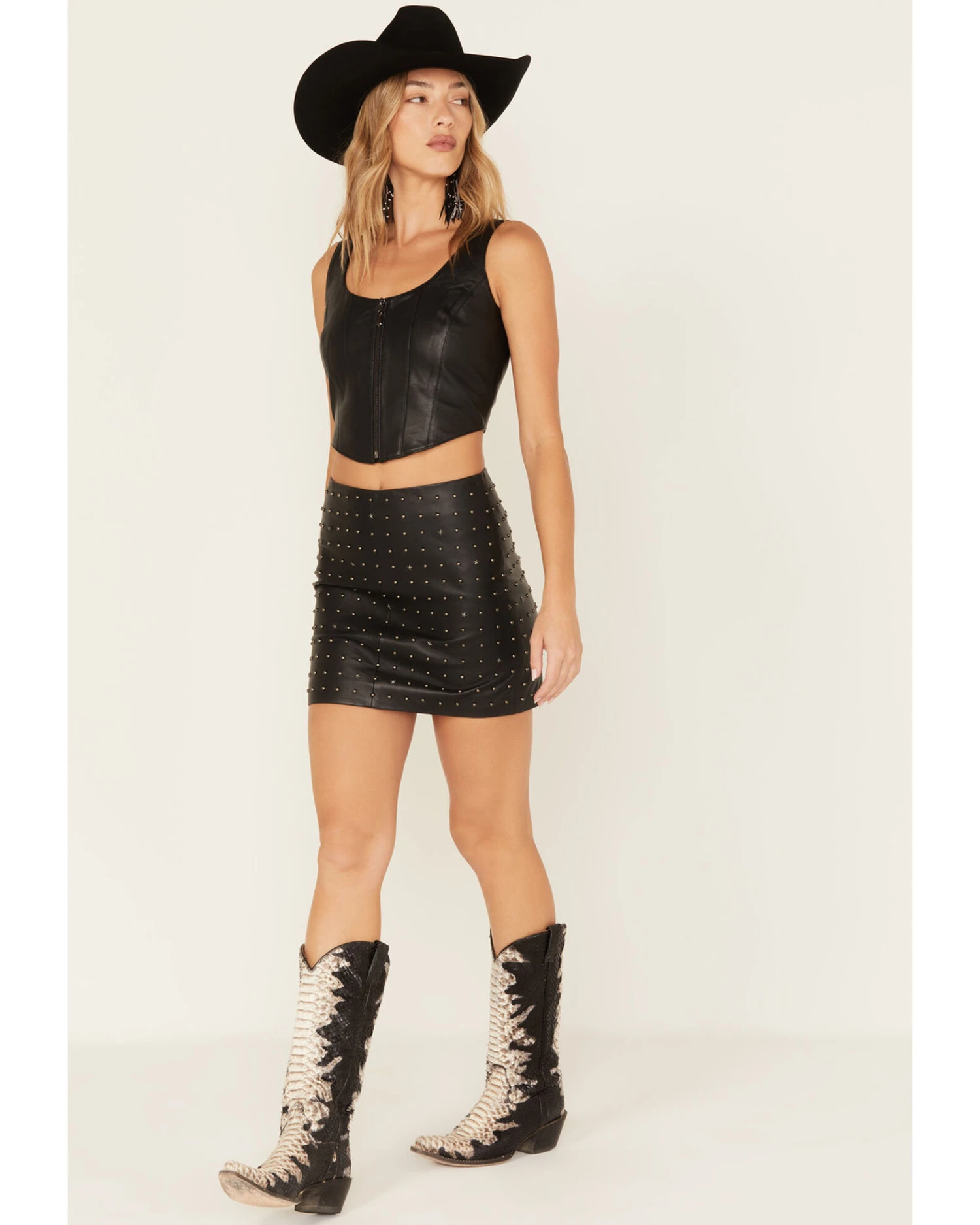 Idyllwind Women's Gallaway Studded Leather Mini Skirt - Image 4