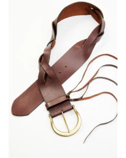 Cleo + Wolf Women's Brown Braided Fringe Belt