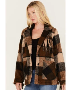 Idyllwind Women's Maryville Plaid Print Fringe Jacket