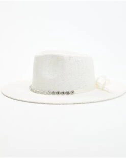 Nikki Beach Women's White Krystal Australian Toyo Fedora Hat