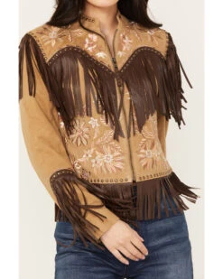 Shyanne Women's Embroidered Suede Fringe Jacket
