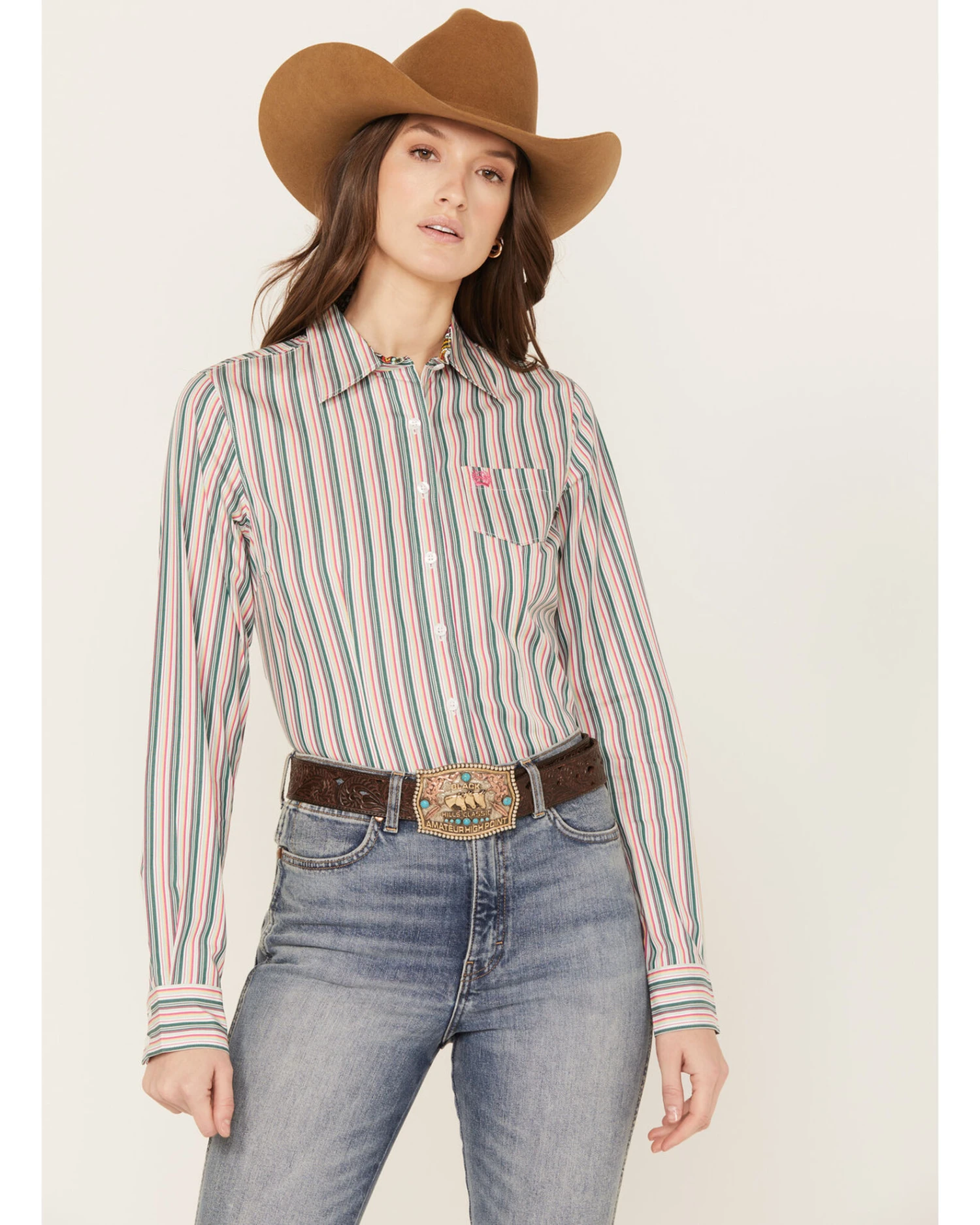 Cinch Women's Striped Long Sleeve Button-Down Western Shirt - Image 2
