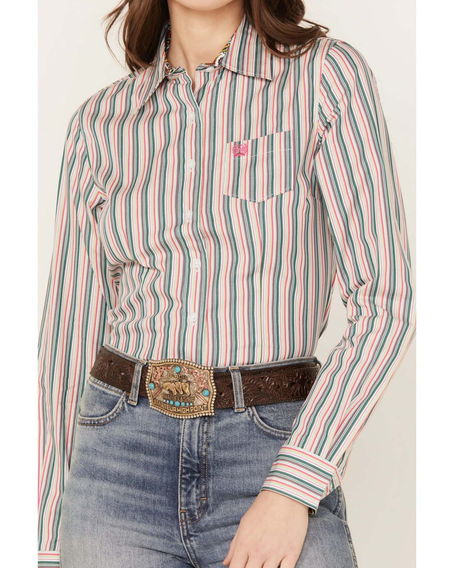 Cinch Women's Striped Long Sleeve Button-Down Western Shirt - Image 4