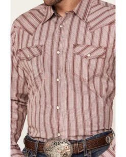 Moonshine Spirit Men's Red Canyon Striped Short Sleeve Pearl Snap Western Shirt