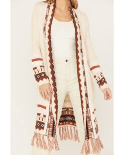 Shyanne Women's Southwestern Border Knit Maxi Cardigan