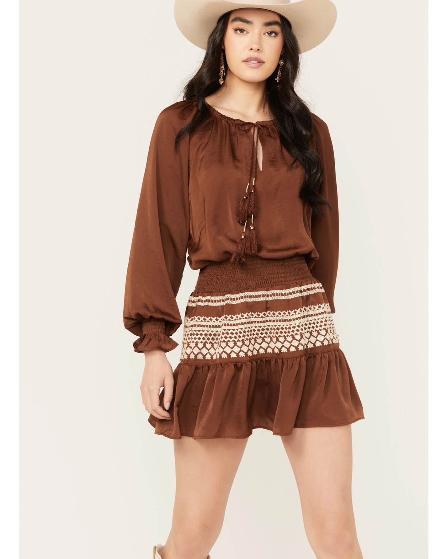 Shyanne Women's Satin Peasant Dress - Image 3