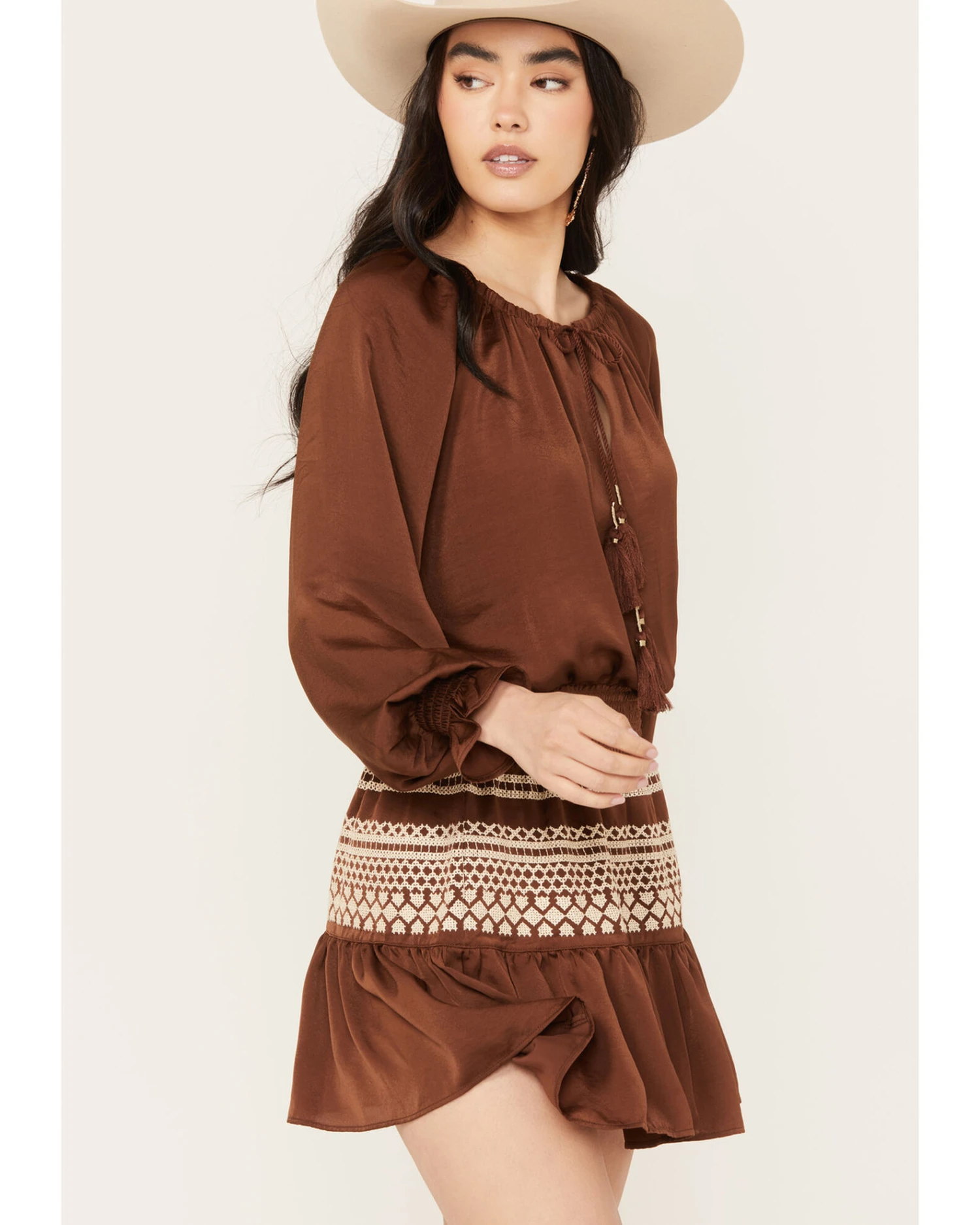 Shyanne Women's Satin Peasant Dress - Image 4