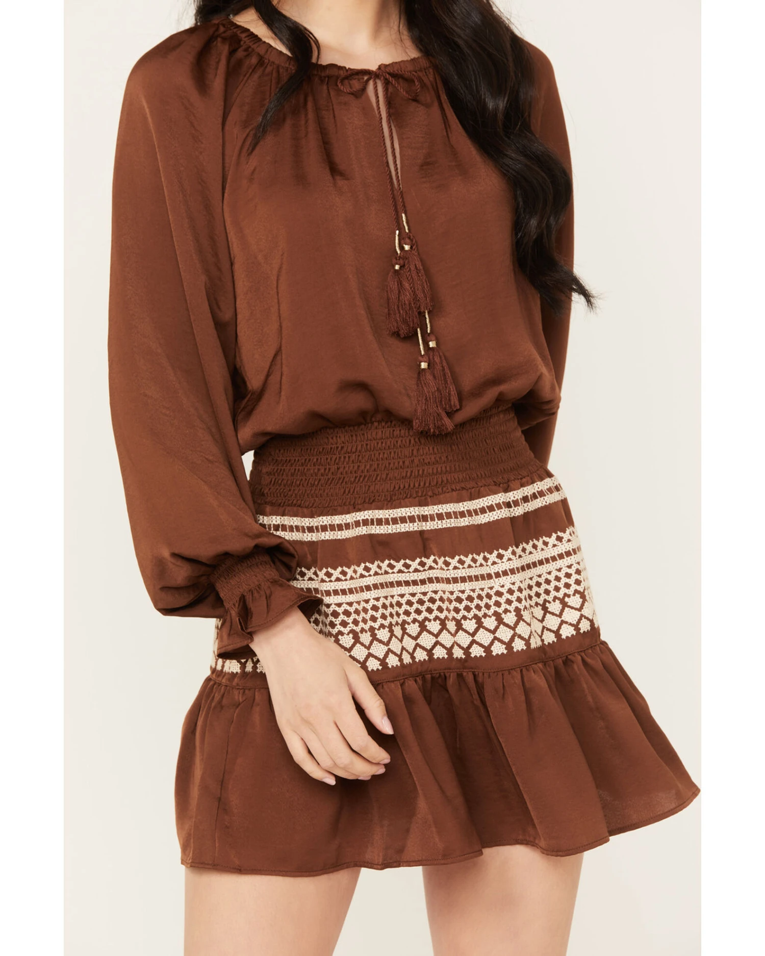 Shyanne Women's Satin Peasant Dress - Image 2