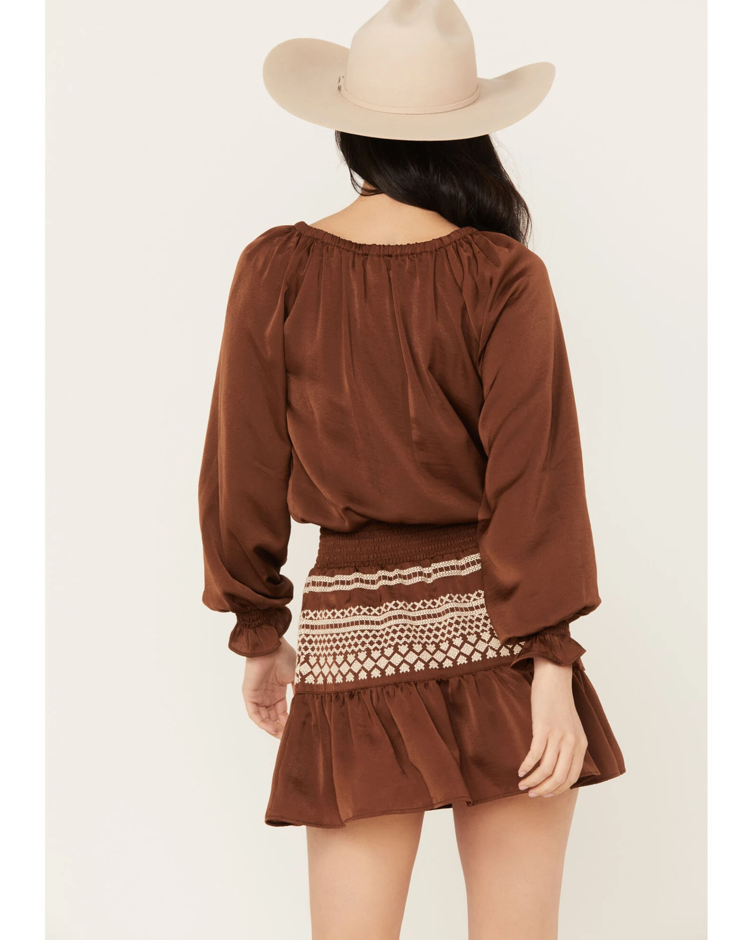 Shyanne Women's Satin Peasant Dress