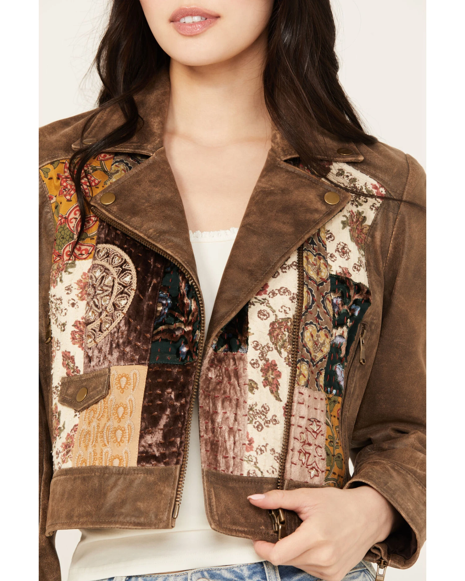 Cleo + Wolf Women's Patchwork Leather Moto Jacket - Image 3