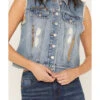 Cleo + Wolf Women's Medium Wash Oversized Embroidered Denim Vest