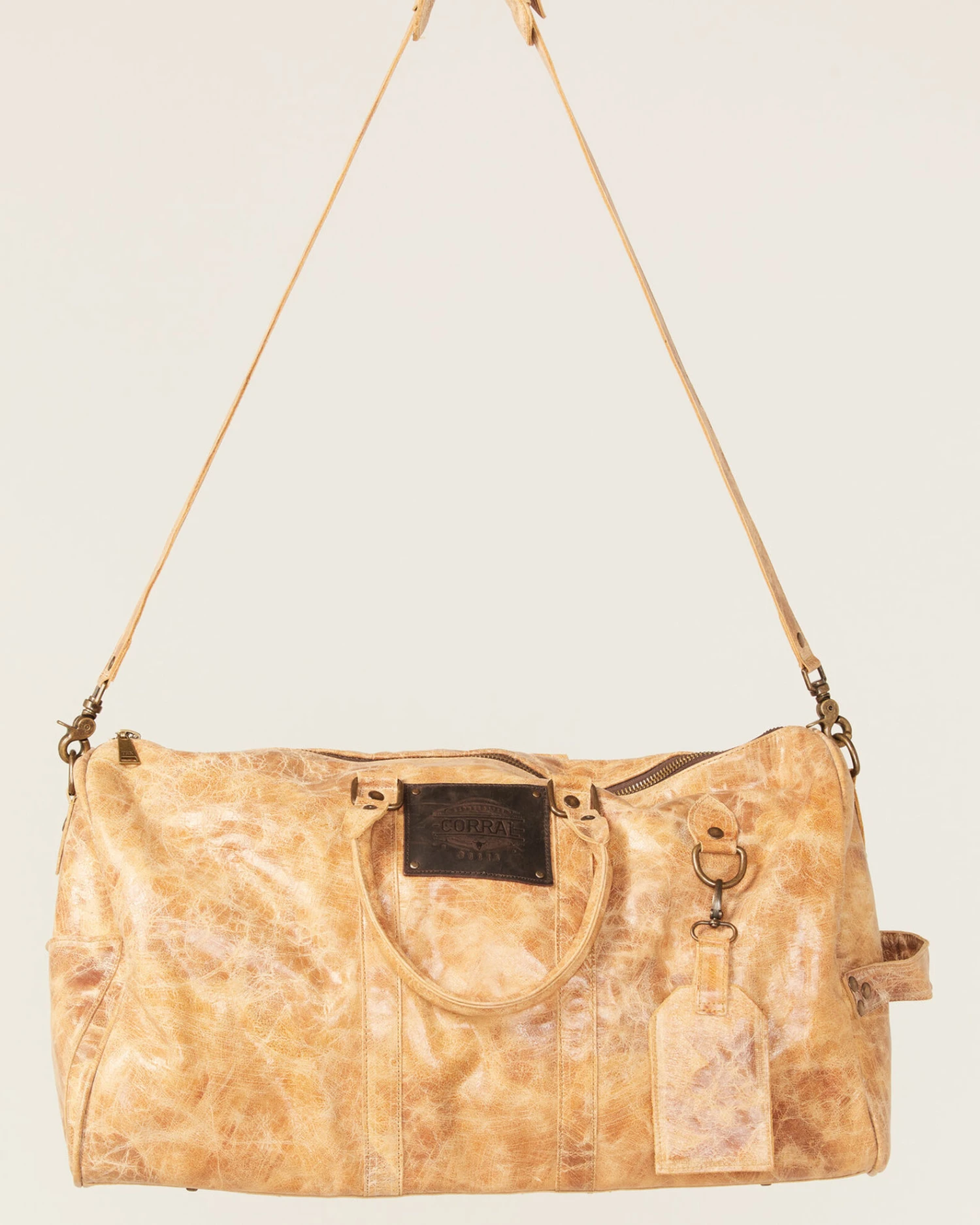 Corral Women's Distressed Leather Barrel Duffle Bag - Image 2