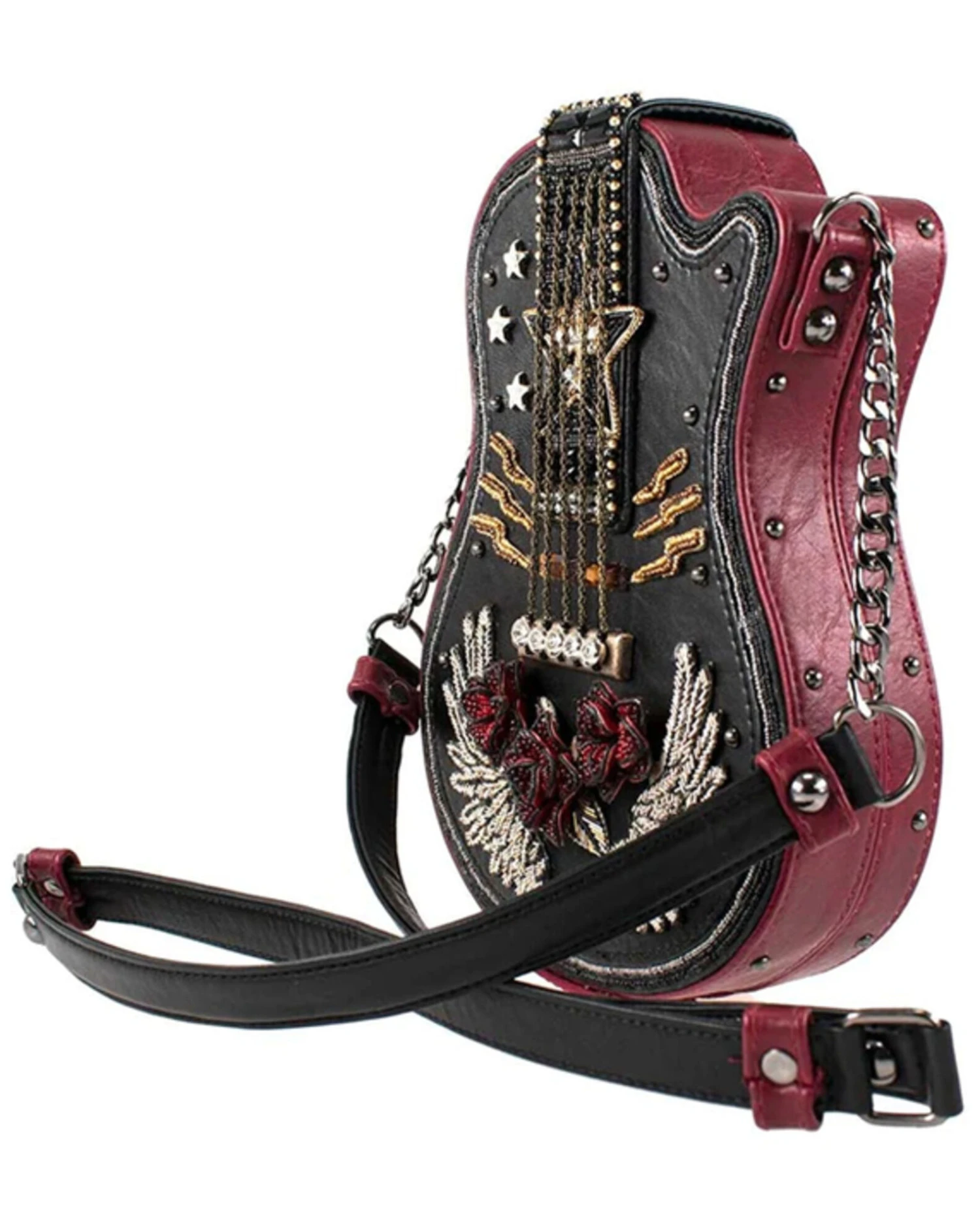 Mary Frances I'm A Star Beaded Guitar Crossbody Handbag