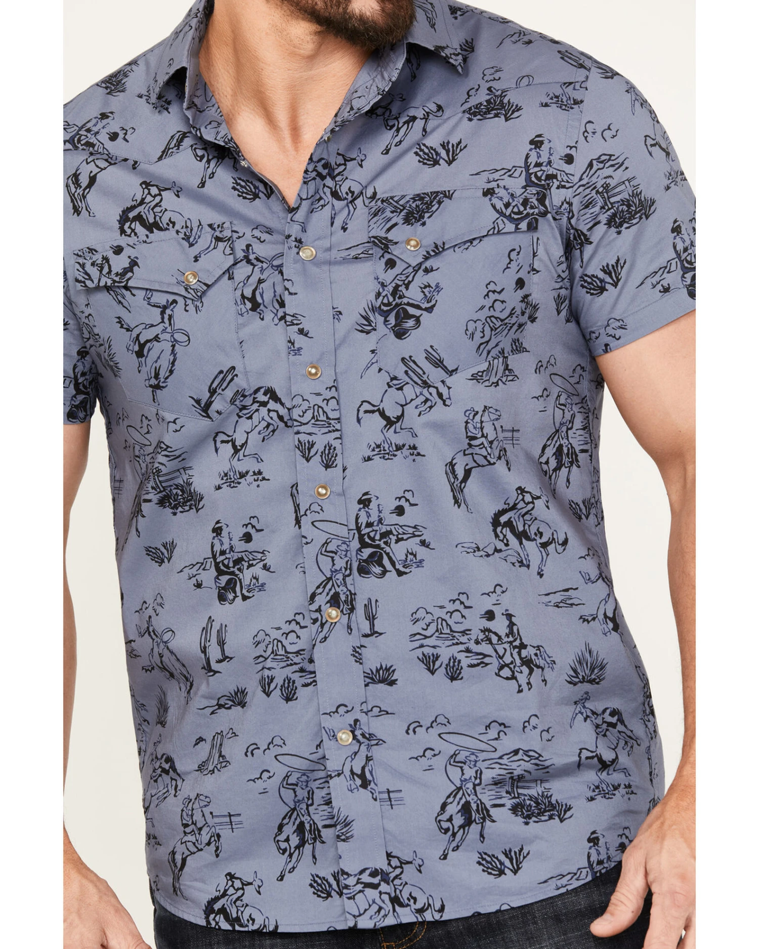 Pendleton Men's Laramie Cowboy Print Short Sleeve Snap Western Shirt - Image 2