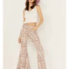 Shyanne Women's High Rise Paisley Americana Print Flare Jeans