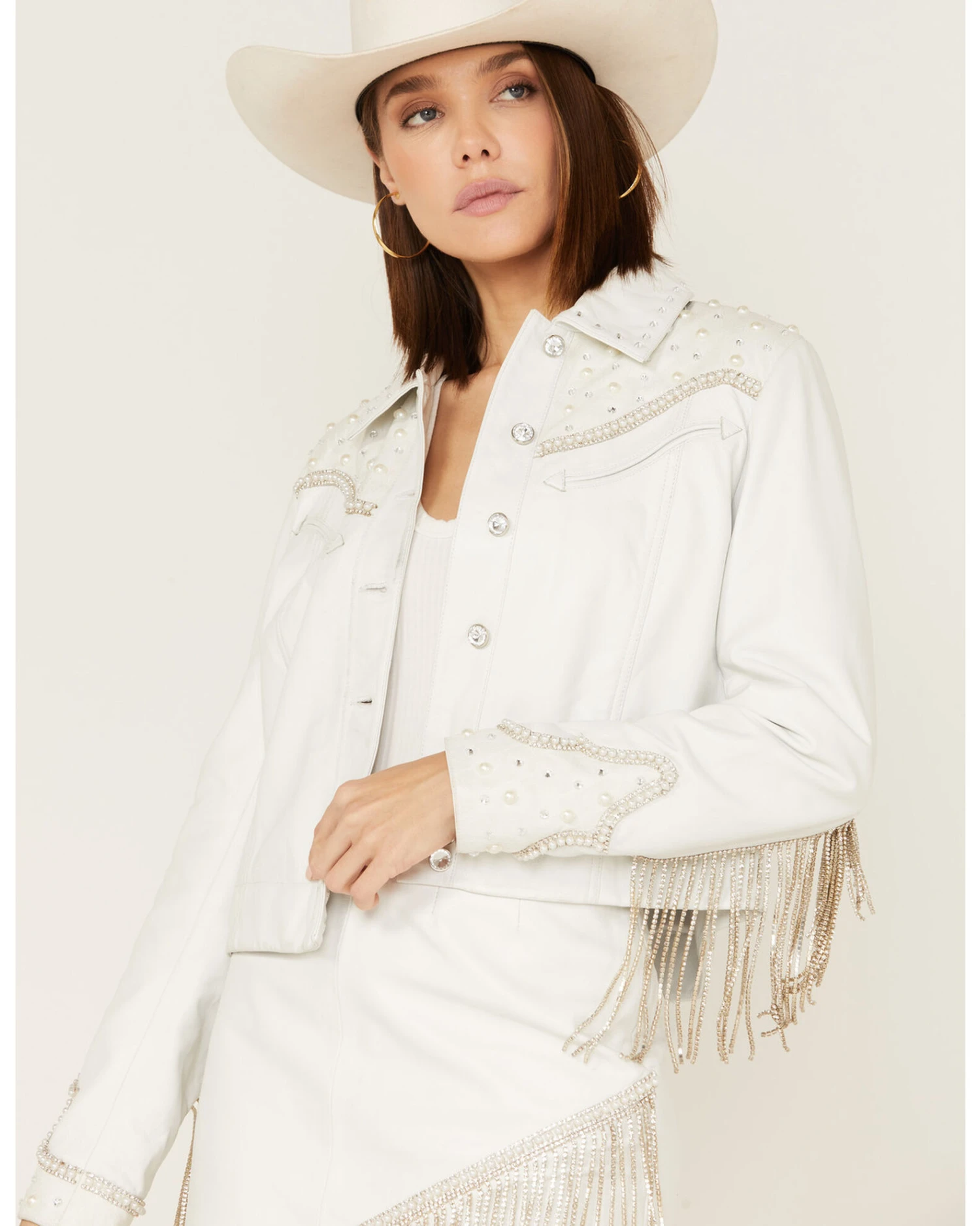 Boot Barn X Double D Women's Exclusive Rhinestone & Fringe Bridal Jacket - Image 3