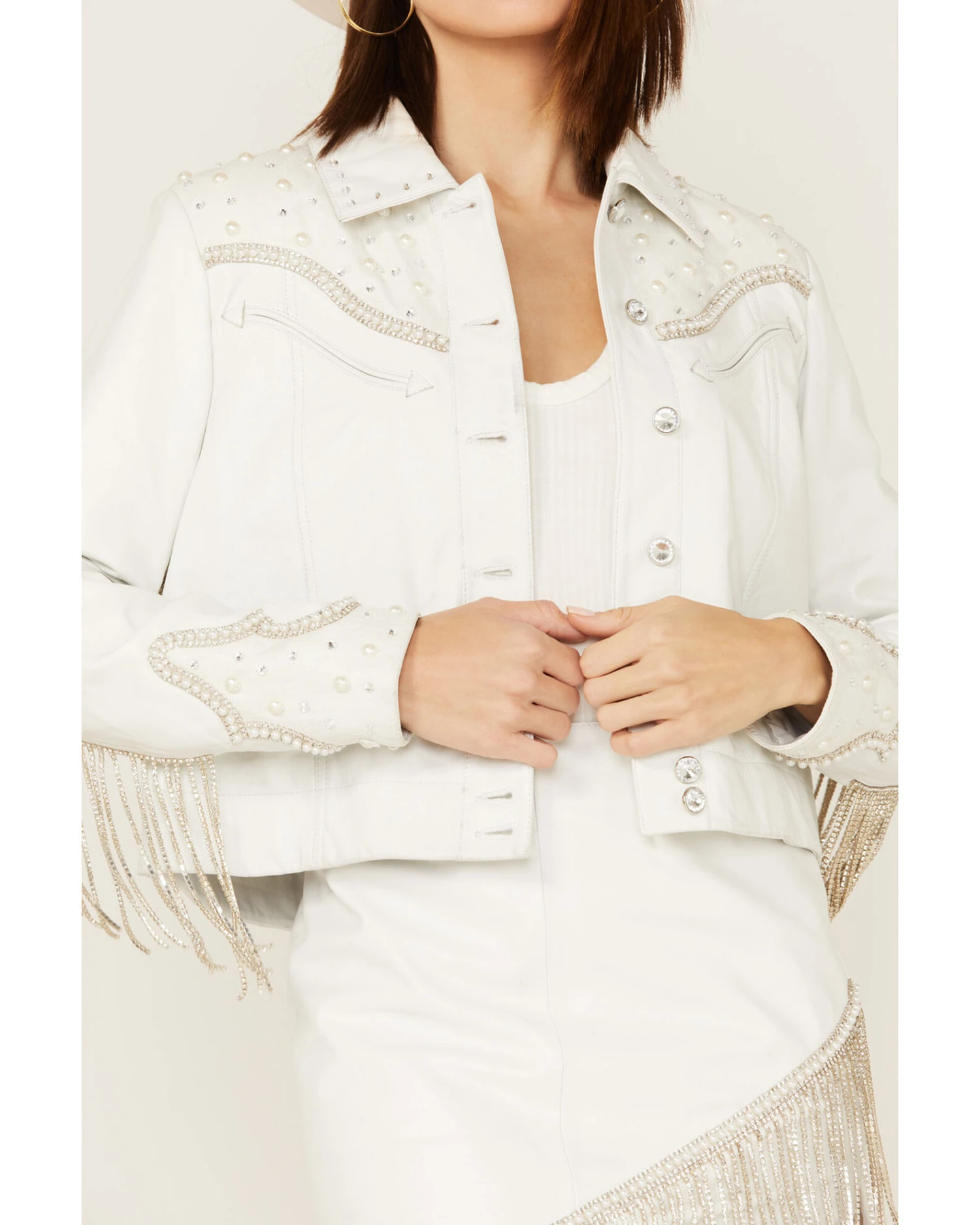 Boot Barn X Double D Women's Exclusive Rhinestone & Fringe Bridal Jacket - Image 2