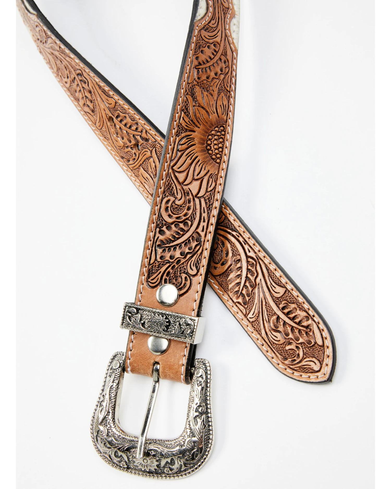 Shyanne Women's Cowhide And Floral Tooled Belt - Image 2