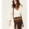 Vintage Boho Bags Women's Riviera Luxury Designer Monogram Logo Fringe Shoulder Bag
