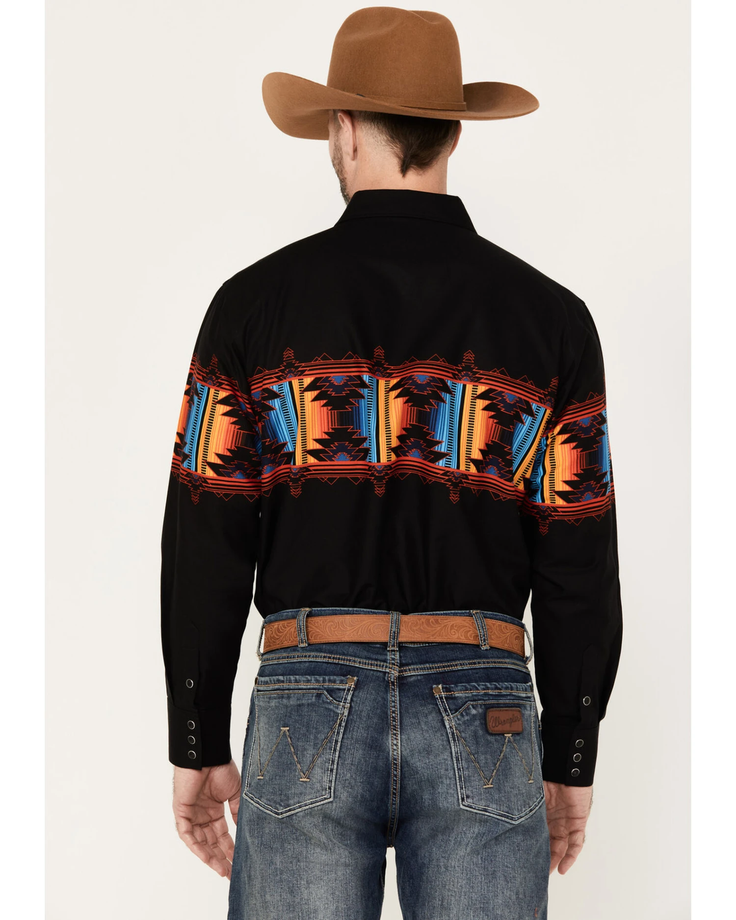 Panhandle Men's Southwestern Border Long Sleeve Western Snap Shirt - Image 4