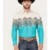 Panhandle Men's Southwestern Border Long Sleeve Pearl Snap Western Shirt