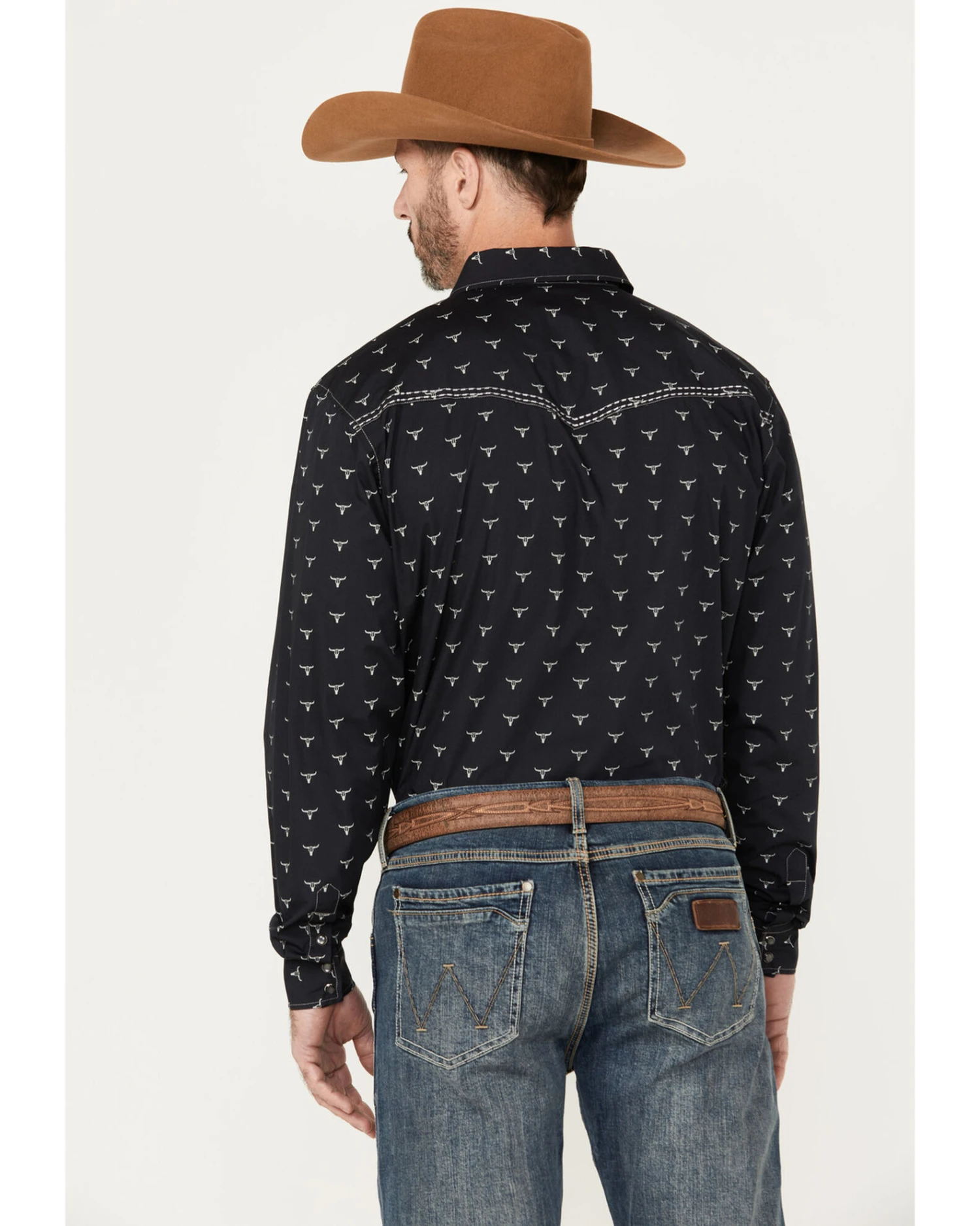 Cowboy Hardware Men's Skull Print Long Sleeve Snap Western Shirt - Image 3