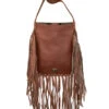 American West Women's Floral Tooled Fringe Crossbody Bag