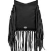 American West Women's Hair-On Studded Fringe Crossbody Messenger