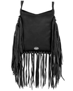 American West Women's Hair-On Studded Fringe Crossbody Messenger