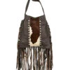 American West Women's Hair-On Fringe Crossbody Messenger