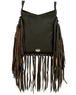 American West Women's Studded Fringe Crossbody Messenger