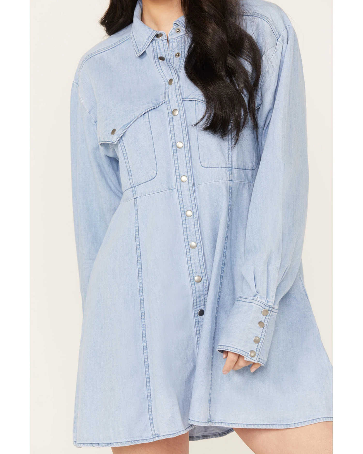 Free People Women's Sammi Denim Mini Dress - Image 2