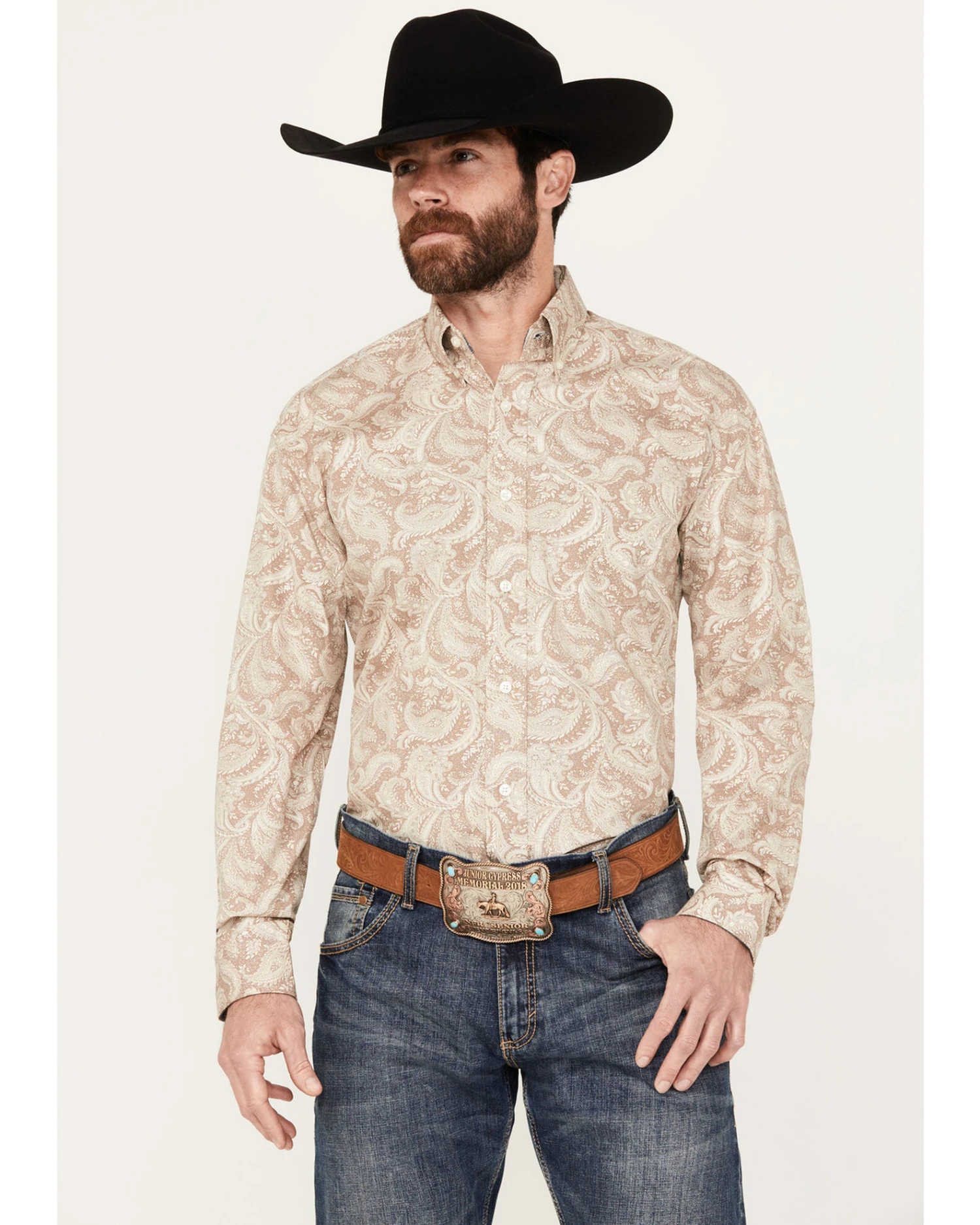 Stetson Men's Paisley Print Long Sleeve Button Down Western Shirt - Image 3