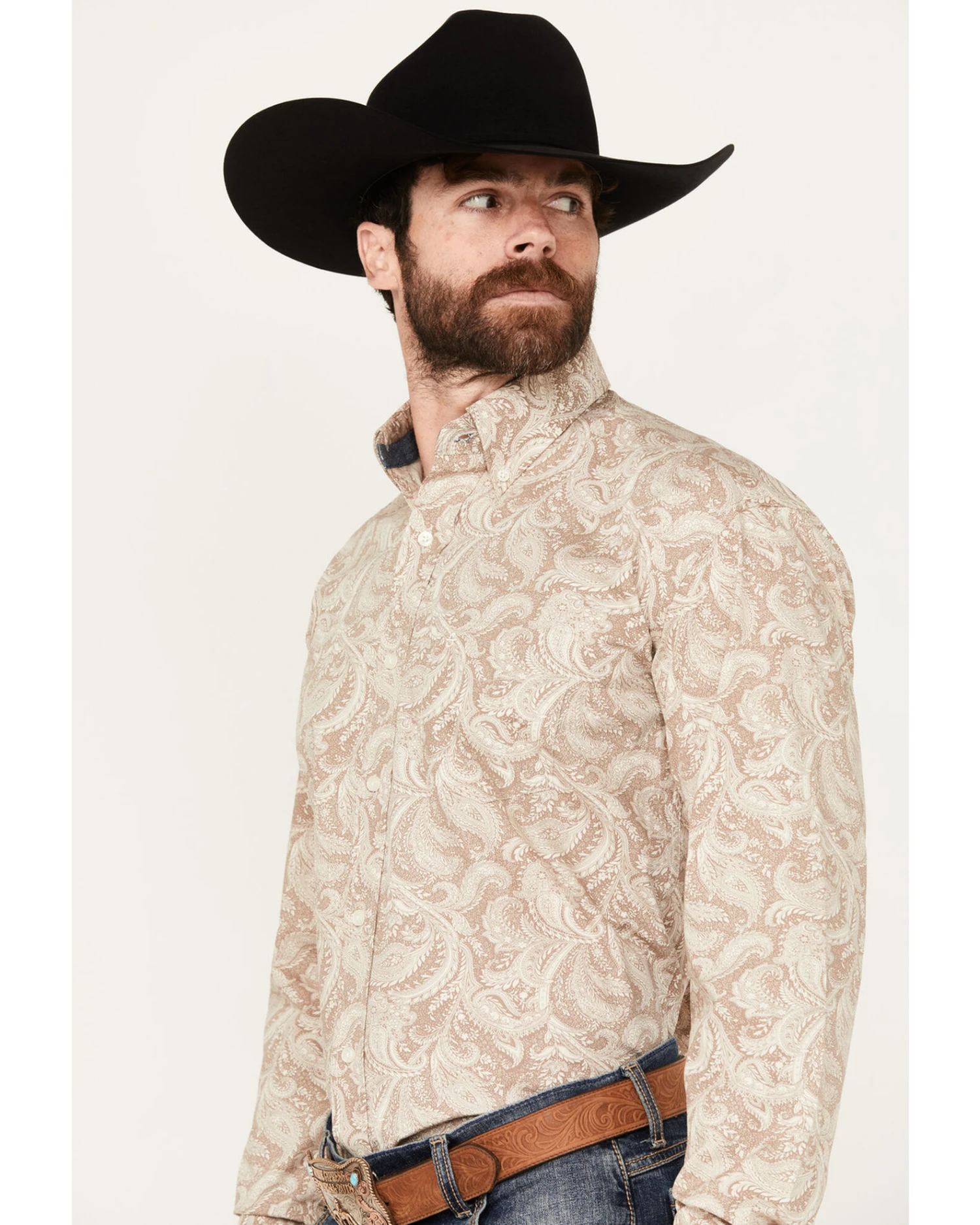 Stetson Men's Paisley Print Long Sleeve Button Down Western Shirt - Image 2