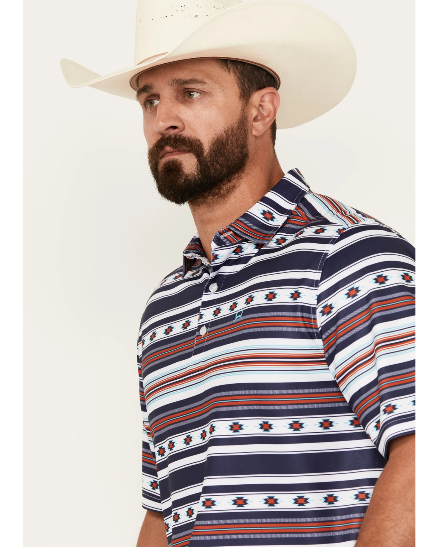 Cinch Men's ARENAFLEX Striped Southwestern Short Sleeve Polo - Image 4