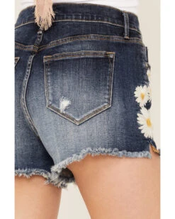 Driftwood Women's Daisy Daydream Dark Wash High Rise Goldie Frayed Shorts