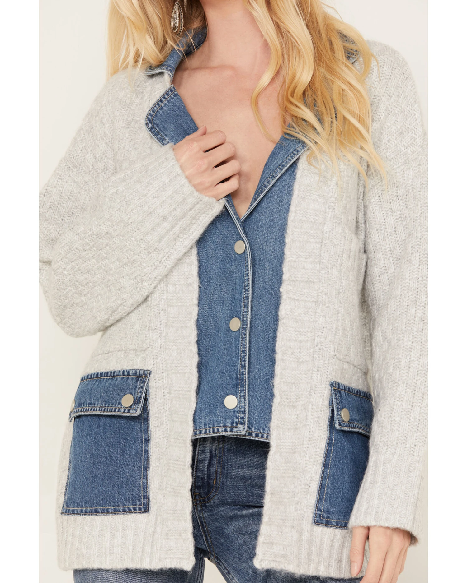 Colortree Women's Denim Sweater Cardigan - Image 2