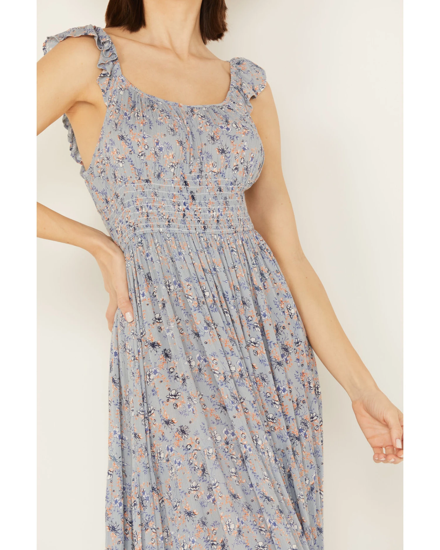 Rock & Roll Denim Women's Floral Tiered Sleeveless Maxi Dress - Image 2