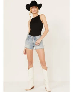 Lucky Brand Women's Light Wash Anchors Away Mid Rise Distressed Shorts