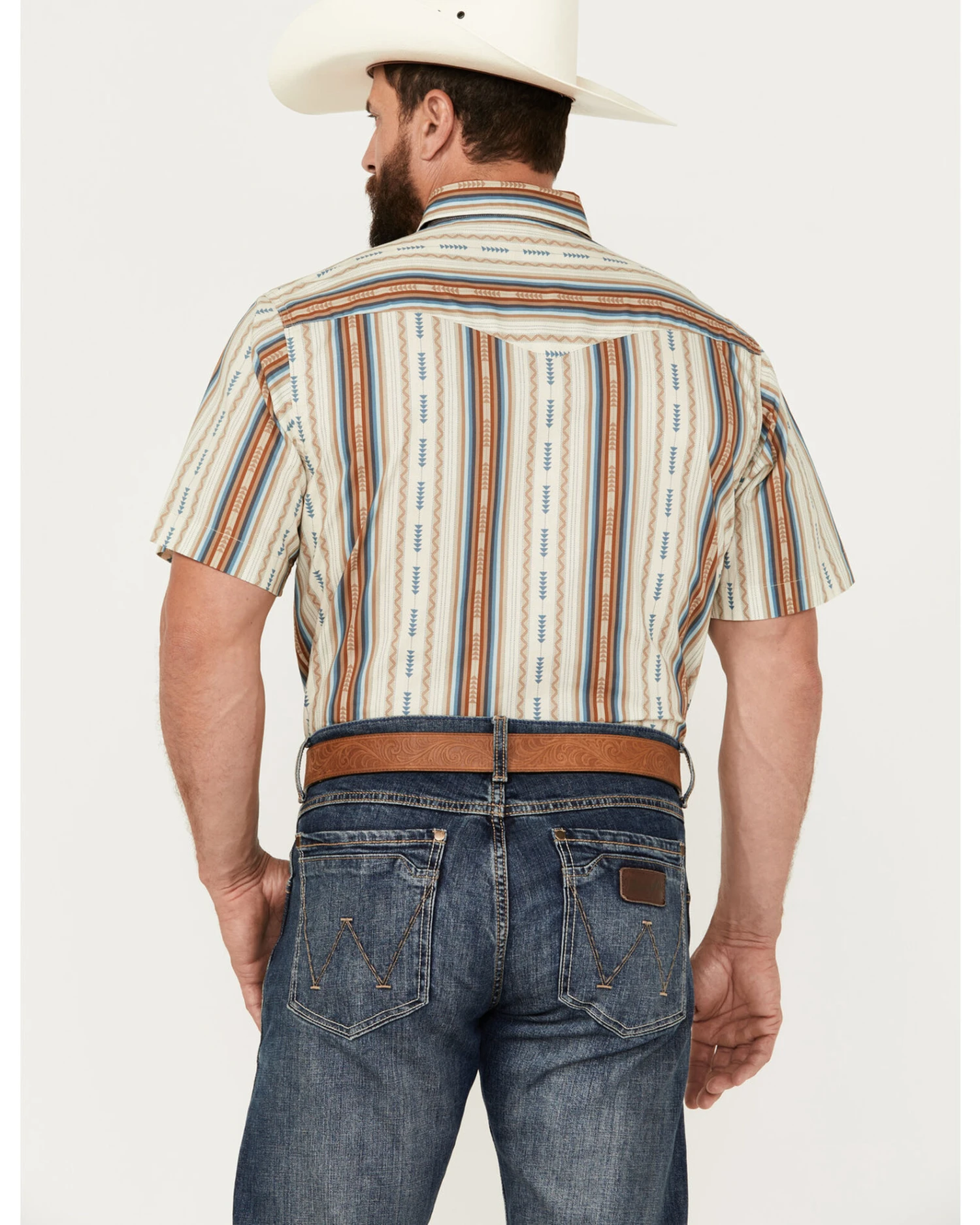 Roper Men's West Made Southwestern Striped Print Short Sleeve Snap Western Shirt - Image 4