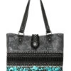 Montana West Women's Black & Turquoise Trinity Ranch Hair-on Cowhide Collection Concealed Carry Tote