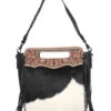 Montana Silversmiths Montana West Women's Black & White Leather Hand Tooled Hair-on Concealed Carry Hobo Handbag