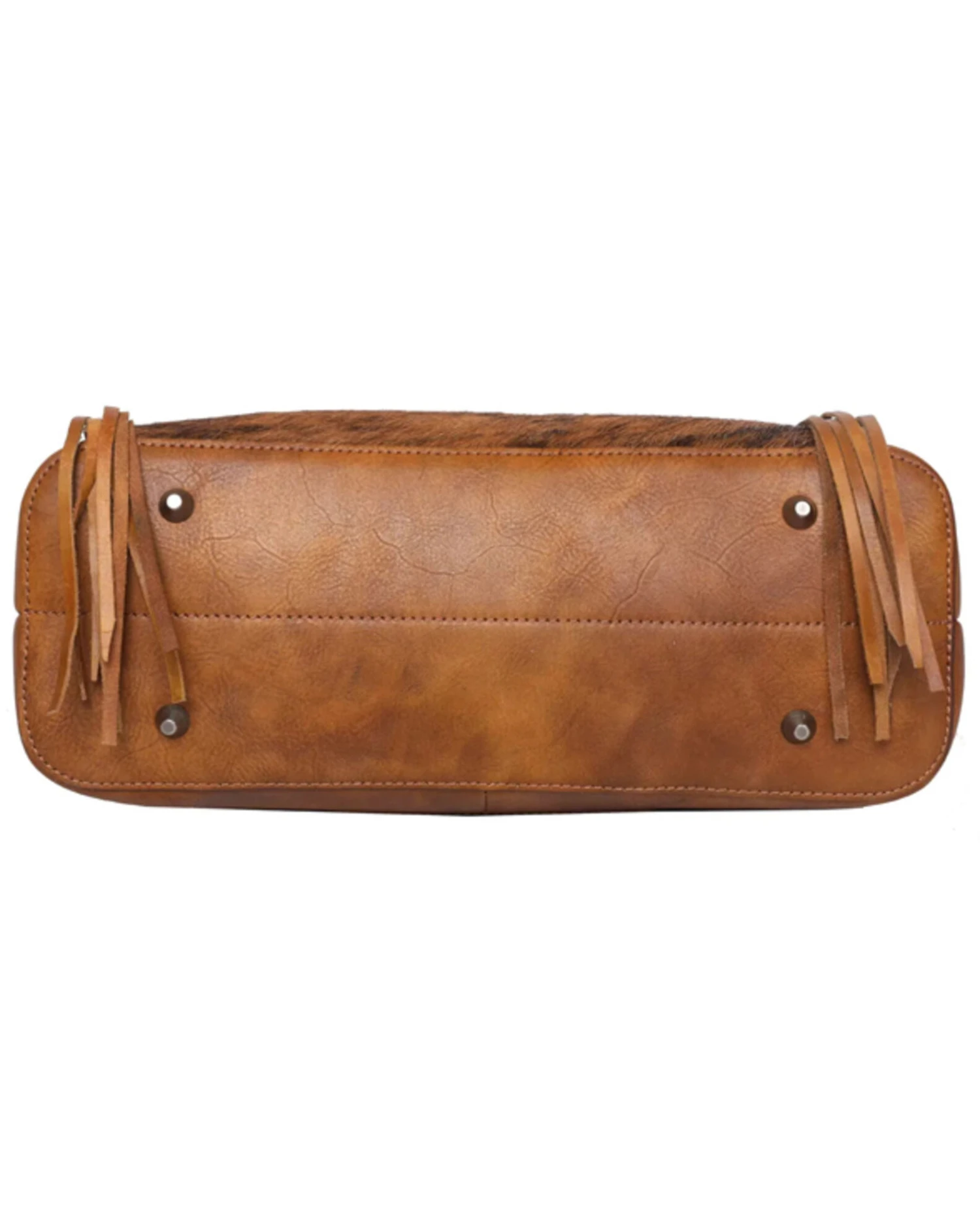 Montana West Women's Brown Floral Tooled Hair-On Leather Concealed Carry Tote Bag - Image 3