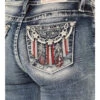 Miss Me Women's Medium Wash Mid Rise Americana Dreamcatcher Stretch Bootcut Jeans